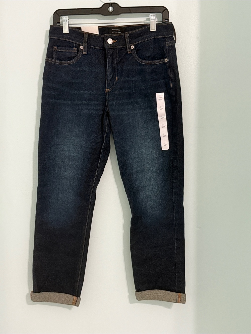 Banana Republic Slim Straight Jeans in Dark Indigo - Girlfriend Mid-Rise